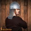Medieval Norman Nasal Steel Helmet with Butted Chainmail Camail 16 gauge