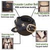 Medieval Crusader Genuine Leather Belt Pure Brass Cross Belt Mount
