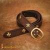 Medieval Crusader Genuine Leather Belt Pure Brass Cross Belt Mount