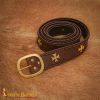 Medieval Crusader Genuine Leather Belt Pure Brass Cross Belt Mount