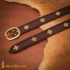 Medieval Crusader Genuine Leather Belt Pure Brass Cross Belt Mount