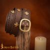 Medieval Crusader Genuine Leather Belt Pure Brass Cross Belt Mount