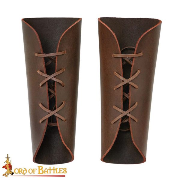 Handcrafted Medieval Authentic Leather Bracers Brown