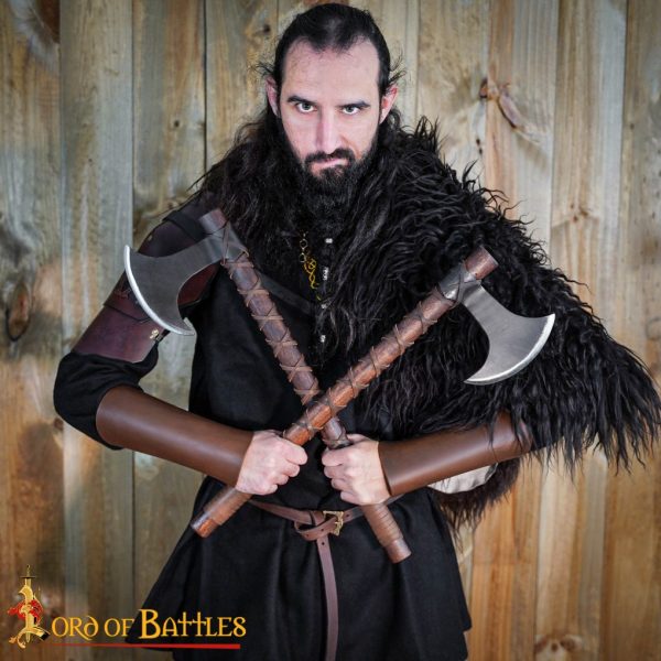 Handcrafted Medieval Authentic Leather Bracers Brown