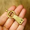 Quatrefoil Pure Solid Brass Belt End Chape Set of 5
