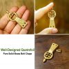 Quatrefoil Pure Solid Brass Belt End Chape Set of 5