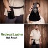 Medieval Leather Belt Pouch with Genuine Horn Button Closure