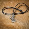 Viking Valkyrie Antique Steel Pendant with Leather Cord