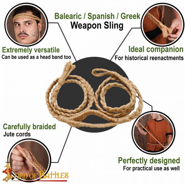Historic Balearic Roman Greek Sling Handcrafted Braided Jute Cords