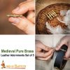 Medieval Pure Solid Brass Leather Mounts Set of 5