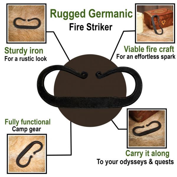 Rugged Germanic Hand Forged Fire Striker Functional Camping Gear