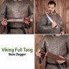Viking Seax Dagger with Leather Scabbard