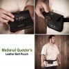 Medieval Quester's Leather Belt Pouch with Antiqued Brass Closure