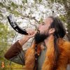 Blowing Horn / pibole / Hunting Call Genuine Ox Horn with Brass Mouthpiece