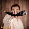 Blowing Horn / pibole / Hunting Call Genuine Ox Horn with Brass Mouthpiece