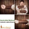 Medieval Handcrafted Genuine Leather Bracers, Brown