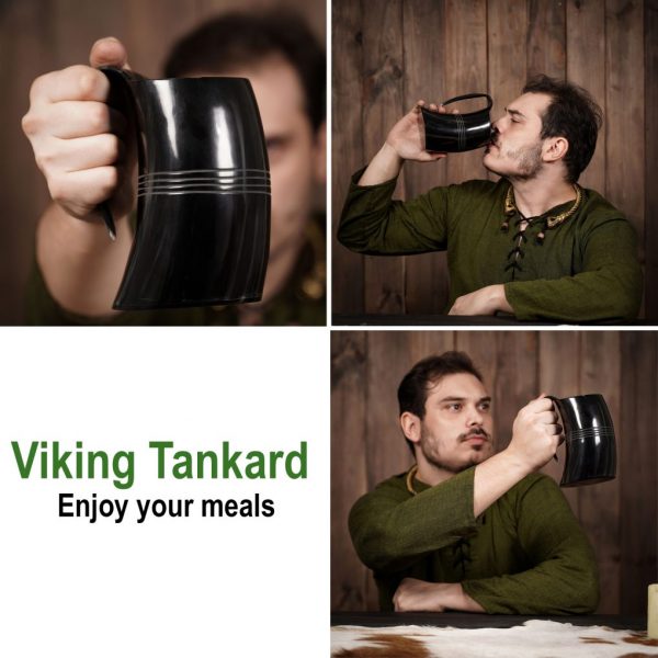 Medieval Viking Horn Tankard Beer Mug Handcrafted Genuine Ox Horn
