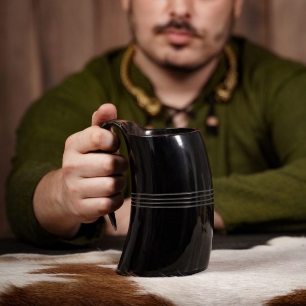 Medieval Viking Horn Tankard Beer Mug Handcrafted Genuine Ox Horn