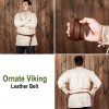 Ornate Viking Leather Belt with Antique Brass Buckle and Chape