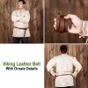 Ornate Viking Leather Belt with Antique Brass Buckle and Chape