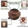 Ornate Viking Leather Belt with Antique Brass Buckle and Chape