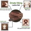Ornate Viking Leather Belt with Antique Brass Buckle and Chape