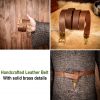 Gothic Leather Belt with Pure Solid Brass Buckle and Chape