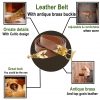Gothic Leather Belt with Pure Solid Brass Buckle and Chape