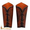Genuine Leather Bracers with Embossed Fantasy Dragon Design