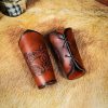 Genuine Leather Bracers with Embossed Fantasy Dragon Design