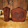 Genuine Leather Bracers with Embossed Fantasy Dragon Design