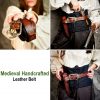 Viking Handcrafted Leather Embossed Belt with Antique Brass Buckle