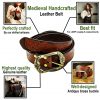 Viking Handcrafted Leather Embossed Belt with Antique Brass Buckle