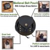 Medieval Leather Belt Pouch with Antique Brass Button