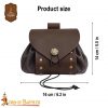 Medieval Leather Belt Pouch with Antique Brass Button