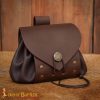 Medieval Leather Belt Pouch with Antique Brass Button