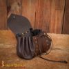 Medieval Leather Belt Pouch with Antique Brass Button