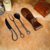 Medieval Camp Cutlery Set with Leather Sheath