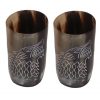 Medieval Viking Horn Beer Tankard Set of 2 Handcrafted Genuine Ox Horn