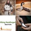 Viking Feasting Hand Forged Knife with Genuine Leather Sheath