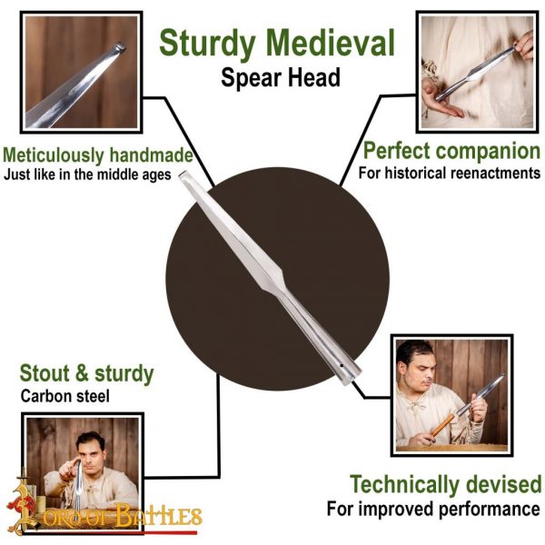 Medieval Blunt Spear Head Forged from Carbon Steel