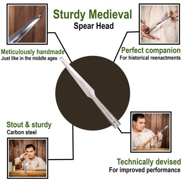 Medieval Blunt Spear Head Forged from Carbon Steel