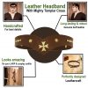 Leather Headband With Pure Brass Templar Cross Mount