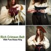 Handcrafted Fantasy Leather Belt with Pure Brass Ring Buckle