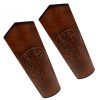 Genuine Leather Bracers with Embossed Celtic Spiral Design