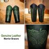 Genuine Leather Bracers with Embossed Fantasy Dragon Design