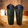Genuine Leather Bracers with Embossed Fantasy Dragon Design