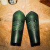 Genuine Leather Bracers with Embossed Fantasy Dragon Design