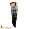 Genuine Drinking Horn with Hand-Carved Aegishjalmur / Helm of Awe Motif