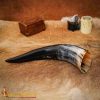 Genuine Drinking Horn with Hand-Carved Aegishjalmur / Helm of Awe Motif